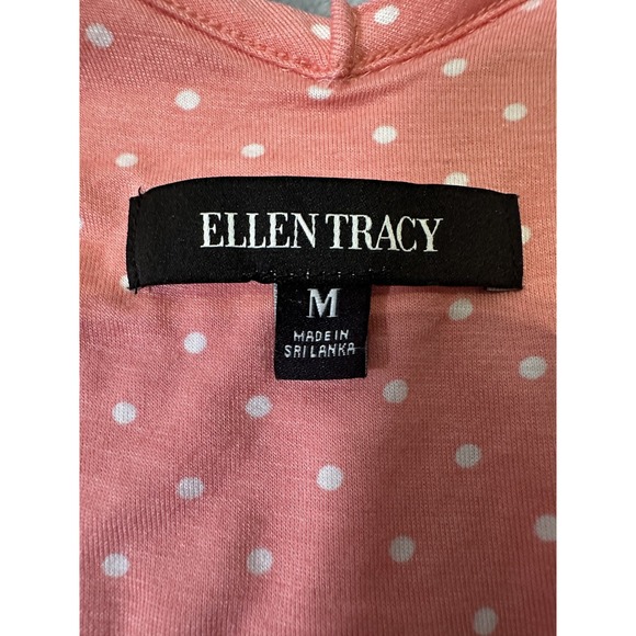 Ellen Tracy Women's Medium NWT Top Coral Polka Dot Sleeveless Ruffle Tank Summer - Picture 3 of 8